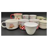 9 Vintage coffee cups. 2 Campbell soup company