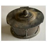 Vintage oval brass biscuit barrel or tea caddy, 8