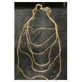 2 Gold tone long necklace, Longest is 19in, one