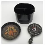 Vintage kitchen items, vintage tole folk art tin,