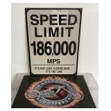 Novelty Sign speed limit 186,000, Orange County