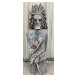 Hand Carved Wooden Indian. 37x10 inches