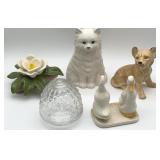 5 ceramic and glass items, Sitting Peking Duck