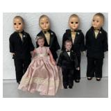 Vintage dolls, 4 hard plastic groom dolls,