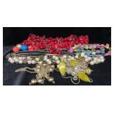 Vintage red beaded necklace 30in long needs to be