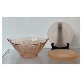 Vintage pink dishes, Indiana Glass pink satin or