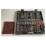 Tools, tap and die set with case, 13 x 6 in