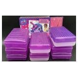 8 Spacemaker purple pencil boxes. Little pet shop