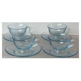 4 vintage Fostoria Fairfax Azure Blue footed cups
