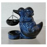 Vintage ceramic oil burner, cobalt blue child