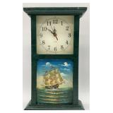 Vintage-style wooden wall clock featuring a