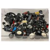Bag of LEGO parts, tires, wheels, wheel axles,