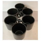 6 Black coffee cups, very minor scratches on