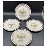 4 Newcor Homespun stoneware collection plates,
