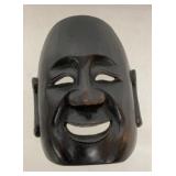 Chinese wooden laughing Buddha mask, 6.5 x 5 x