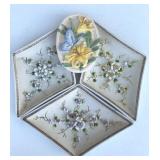 3 Vintage Lefton ceramic floral wall hanging,