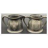 Antique Art Nouveau creamer and open sugar bowl,