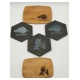 2 Arkansas Razorbacks branded bamboo cutting