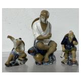 Vintage Chinese Shiwan mud men figurines, tallest