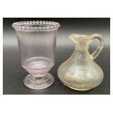 Vintage pink glass tumbler, Rose Serenade pattern,