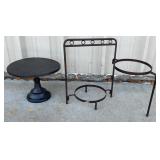 2 metal items, iron plant stand, 16 in tall, 8 x