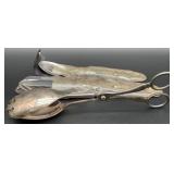 Vintage silverplated salad tongs made in
