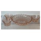 UV GLOW Vintage pink depression glass dishes,