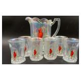 UV GLOW Westmoreland clear iridized water set,