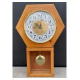 Vintage solid oak framed octagonal floating wall