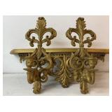 Vintage gold Syroco wall shelf, 24x10, some paint