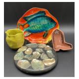 Vintage Lucite trivet featuring iridescent