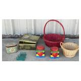 Containers, Core Home Red Woven Oval Basket, 12 x