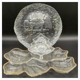 Vintage Arcoroc clear glass Christmas serving