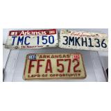 3 License plates, Arkansas Natural State,