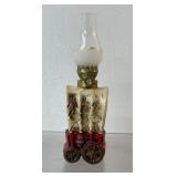 Vintage miniature oil lamp, ceramic, covered