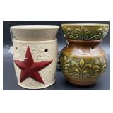 2 Wax warmers. White with a red star, has a small