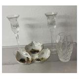 kitchen glass items, plate 7 x 6.5 in, cup