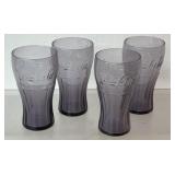 4 UV GLOW vintage purple coco cola glasses