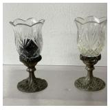 2 vintage Godinger crystal and silver-plated