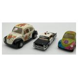 3 Wind up wheel cars, KinToy, Kinsmart