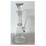 Vintage glass decanter with stopper, etched