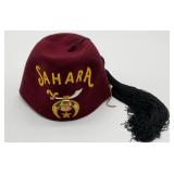 Vintage Shriner's fez hat, Sahara Shrine temple,