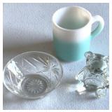 Glass, vintage Anchor Hocking Prescut bowl, 4.5 x