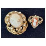 Vintage jewelry, FLORENZA Gold Tone Oval Shell