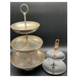Vintage silver-plated three-tiered serving stand,