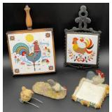 Vintage chicken kitchen decorations, ceramic