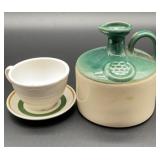 Vintage ceramic whiskey decanter jug,6.5x6, Homer