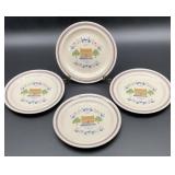 4 Newcor Homespun stoneware collection plates,