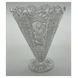 Vintage Hofbauer Byrdes crystal fan vase, 7 x 3