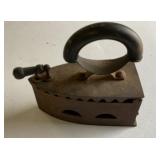 Antique cast iron coal iron, hinged lid, 8.5 x 4